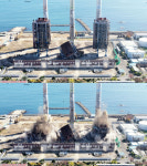 울산화력발전소 발파 해체 전과 후