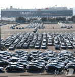 수출 대기 중인 차량들