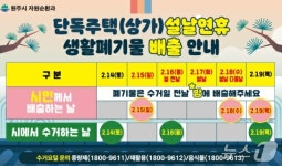 원주시, 설 연휴 생활폐기물 관리 대책 추진
