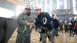 김영훈 고용노동부 장관, 영암 대불산단 조선업 사업장 점검