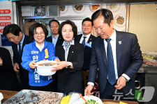 안성 중앙시장 방문한 더불어민주당