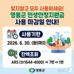 "민생안정지원금 꼭 사용하세요"…영동군 이달 30일 기한 종료
