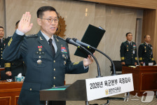 [국감] 증인 선서하는 김규하 육군 참모총장