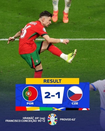 [리뷰] '전설의 아들' 콘세이상 투입 2분 만에 극장역전골! 포르투갈, 체코에 2-1 신승