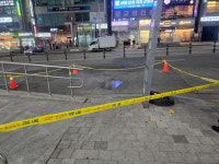 용인 수지구청역 인근 도로 1m 땅 꺼짐…인명 피해 없어