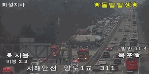 서울방향 신갈JC(LCS) | [영상]서해안고속도로 팔탄JC 화물차 추돌...서울방향 전면통제