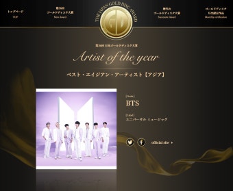 '10관왕' 방탄소년단, 일본 골드디스크 대상 