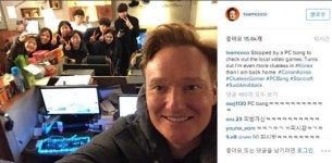 [취재] 방한한 코난 오브라이언, 한국 PC방에서 클루리스게이머 촬영