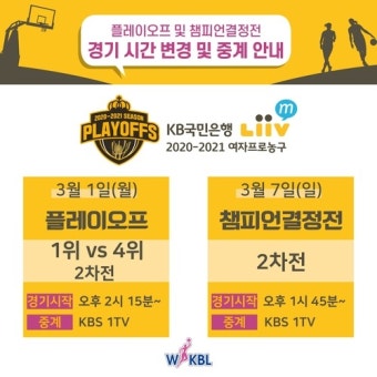 여자프로농구 플레이오프·챔피언결정전, 경기 시간 일부 변경
