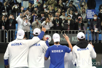 [Ms포토] 대한민국 테니스 대표팀 '데이비스컵 １６강 진출'