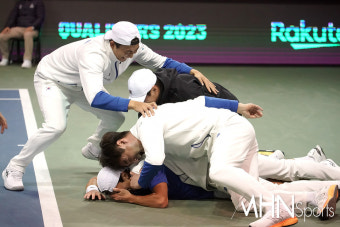 [Ms포토] 대한민국 테니스 대표팀 '가즈아 데이비스컵 １６강'