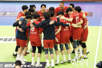 [Ms포토] 한국전력 '2위 삼성화재 3연패 몰아 넣고 승리'