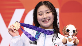 [아시안게임] '남녀 배영 동반 질주'…윤지환·김승원, 50ｍ 나란히 동메달