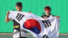 [아시안게임] 사격 장국희-이종준, 스키트 혼성 단체전 '은메달'