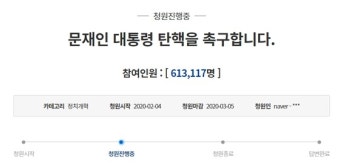 “문 대통령 탄핵” 靑 국민청원 60만 명 돌파