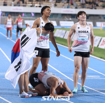 [구미육상] '미친 질주!' 한국 남자 400m 계주, 사상 첫 아시아선수권 제패+대회 신기록+한국 신기록