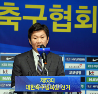 [SS포토] 정견 발표하는 정몽규 대한축구협회장 후보자