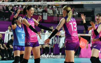 [포토]챔피언결정전 1차전 승리를 이끈 흥국생명 김연경-옐레나