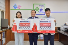 (주)부광하이텍·대건정보통신, 속초시 이웃돕기 성금 기탁
