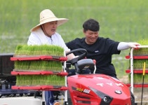 尹, 이앙기에 올라 청년 농부들과 모내기... 충청서 민생 행보
