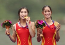 중국, 여자 조정에서 대회 첫 금메달 획득