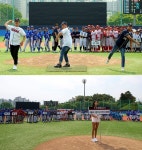 두산베어스기 서울시 초등학교 야구대회 개막...국해성ㆍ곽빈ㆍ김대한 시구