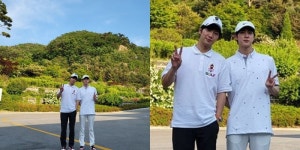BTS 진, 커플 운동화 신고 골프 데이트…이 조합 칭찬해