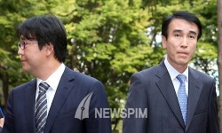 [뉴스핌 포토] 굳은 표정의 신광수-김정훈 대표이사