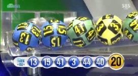 로또 652회 당첨번호, 13, 15, 41, 3, 44, 40 보너스 번호 20...1등 5명, 당첨금은 각각 30억