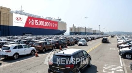 기아차, 누적 수출 1500만대 달성...지구 1.8바퀴 돈격
