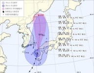 태풍 15호 고니 경로, 오늘 저녁 울산 근처까지 이동...내일까지 시간당 30mm 폭우