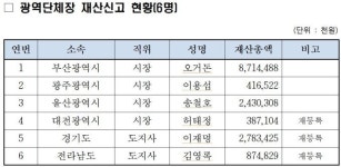 6.13 지방선거 신규당선자 재산내역 공개...오거돈 87억 '1등'