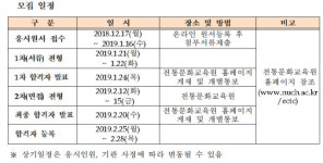 한국전통문화대학교 전통문화교육원, 문화재수리기능자 양성과정 교육생 모집
