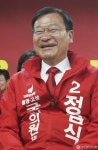 [사진] 개표방송 기다리며 웃는 정점식 후보