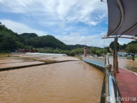 침수된 삼척중학교 운동장