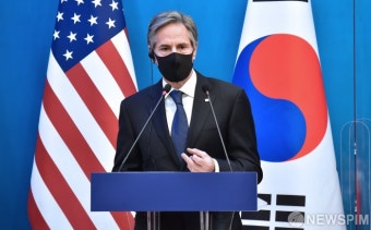 공동기자회견 발언하는 토니 블링컨 미국 국무장관