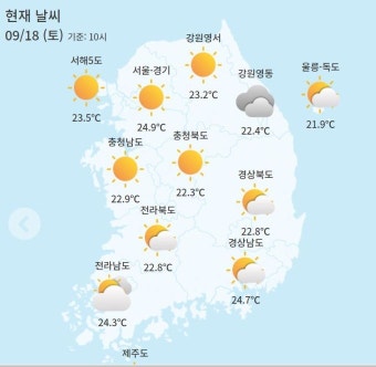[오늘 날씨] 추석 연휴 첫날 전국 대체로 맑음…큰 일교차 주의
