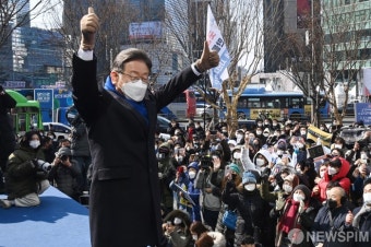 이재명 대선 후보, 강남 선거 유세
