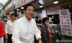 경창시장 찾은 오세훈 서울시장 후보