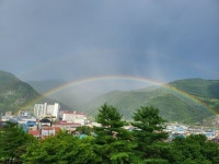 충북 단양 하늘에 뜬 쌍무지개