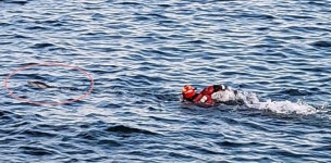 포항해경, 그물에 걸린 돌고래 안전하게 구조...바다로 돌아가