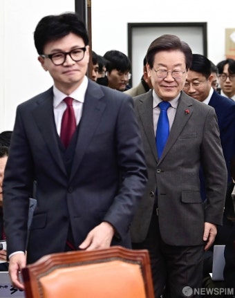 회동 참석하는 이재명-한동훈