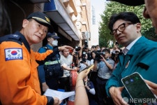 부천 호텔 화재현장 방문한 한동훈 국민의힘 대표