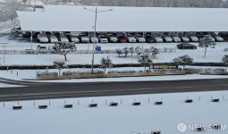 전남 폭설...눈 쌓인 주차장