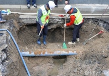 애오개역 땅꺼짐 작업중