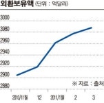 외환보유액 3월 2986억달러 전월비 9.5억달러 증가