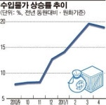 4월 수입물가 19.0%↑, 환율 하락에도 급등