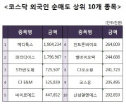 [코스닥 외국인 순매도 상위 10개 종목]