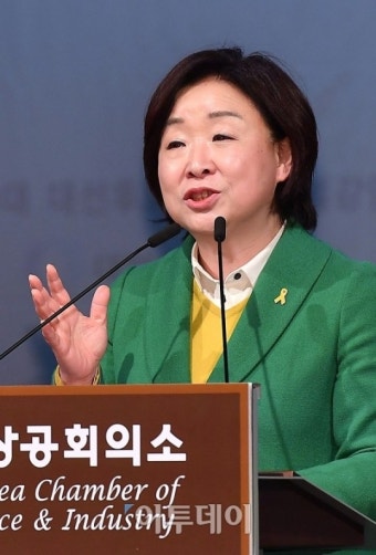 [포토] 심상정, 대한상의 찾아 대선공약 강연