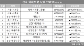 [아파트값 상승 톱10] 서울 서초구 ‘방배서리풀그랑블’ 등